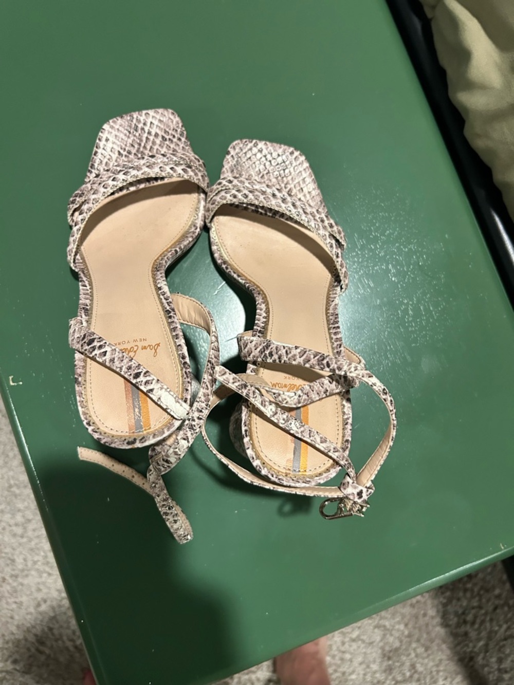 Sam Edelman Snake-Print Strappy Sandals in Beige and Taupe